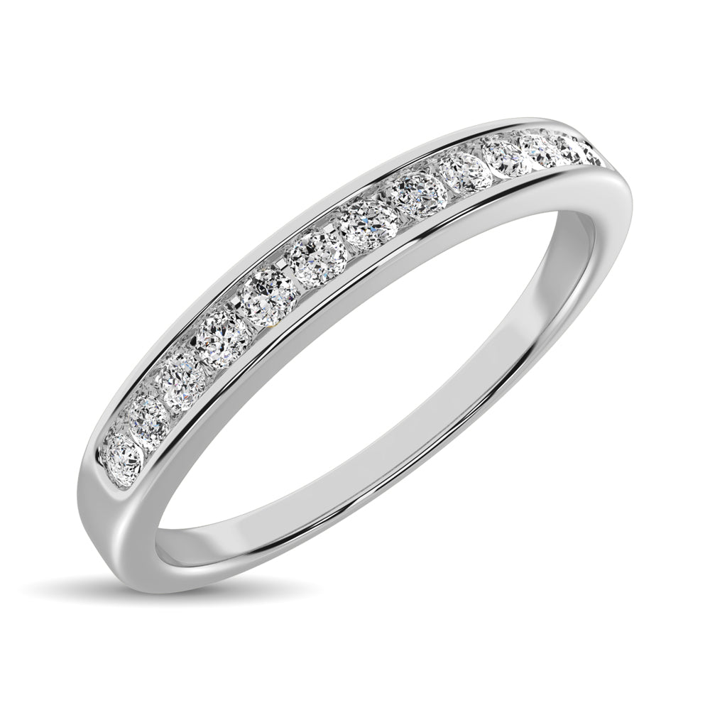 Diamante 1/5 Ct.Tw. Banda a m√°quina con juego de canales en oro blanco de 14 k