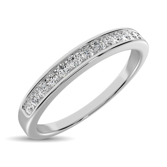Diamante 1/5 Ct.Tw. Banda a m√°quina con juego de canales en oro blanco de 14 k