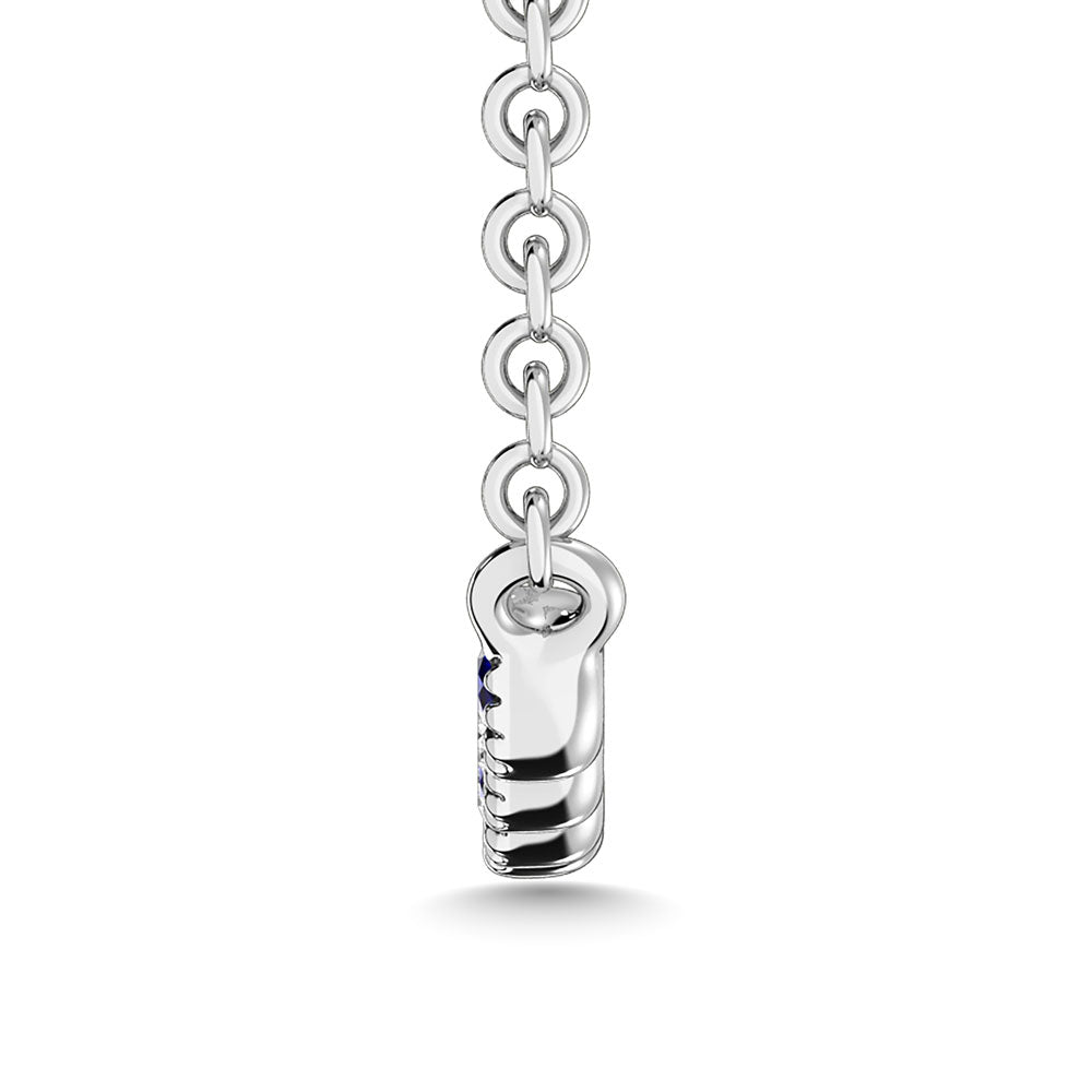 1/10 Ct. Tw. Diamond and Blue Sapphire Necklace in 10K White Gold