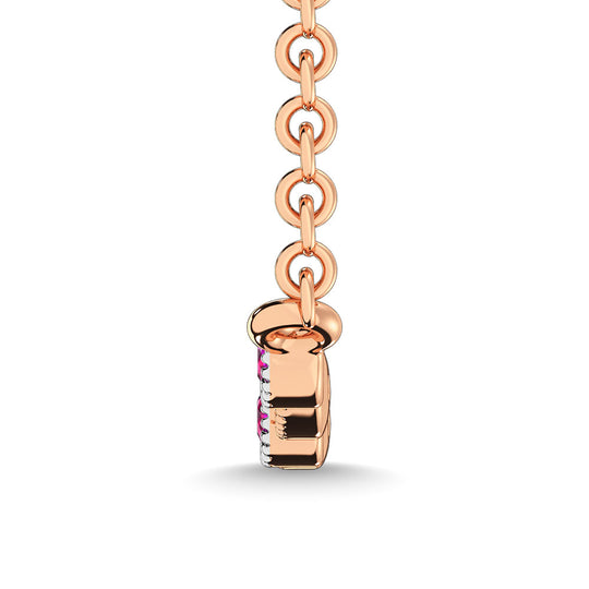 1/8 Ct. Tw. Diamond &amp; Ruby Fashion Necklace in 10K Rose Gold