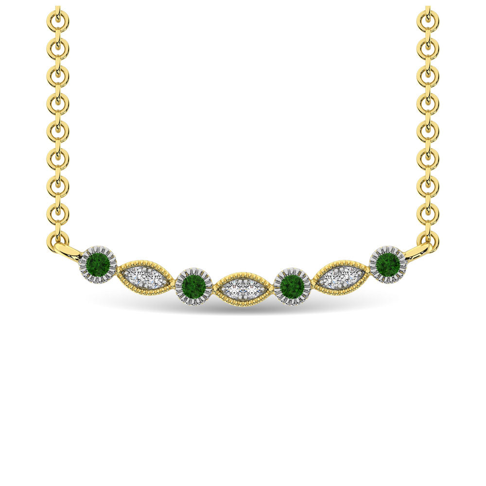 1/10 Ct. Tw. Diamond and Tsaverite Fashion Necklace in 10K Yellow Gold