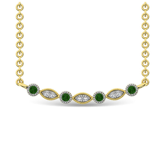 1/10 Ct. Tw. Diamond and Tsaverite Fashion Necklace in 10K Yellow Gold