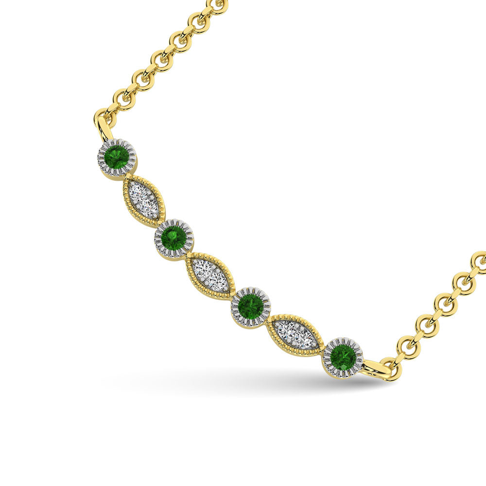 1/10 Ct. Tw. Diamond and Tsaverite Fashion Necklace in 10K Yellow Gold