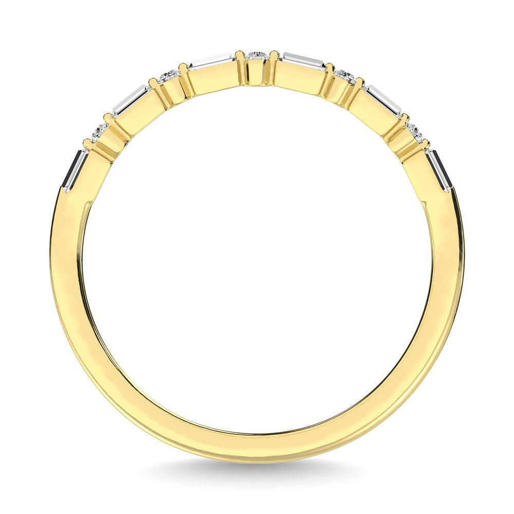 Diamante 1/10 Ct.Tw. Anillo apilable redondo y baguette en oro amarillo de 14 k