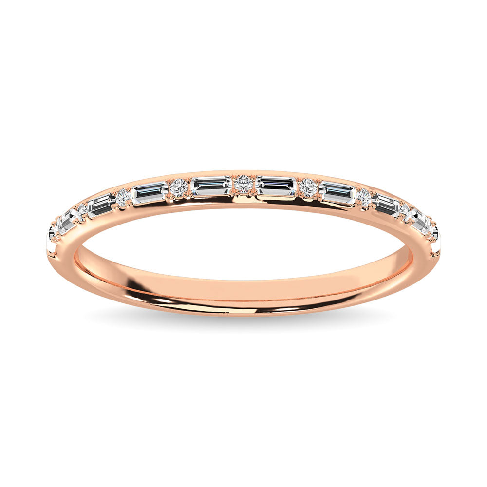 1/10 Ct. Tw. Round and Baguette Diamond Stackable Ring in 14k Rose Gold