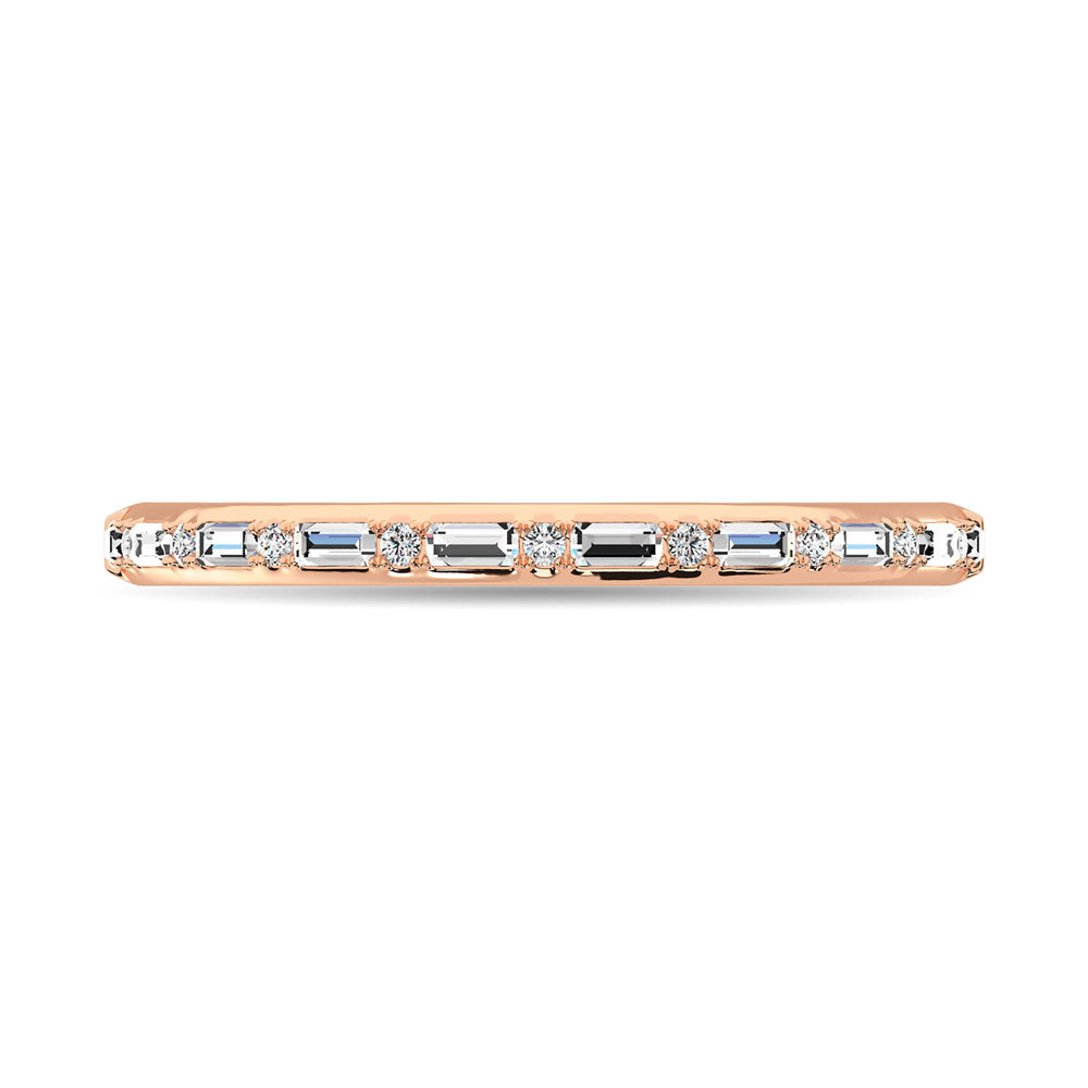 1/10 Ct. Tw. Round and Baguette Diamond Stackable Ring in 14k Rose Gold