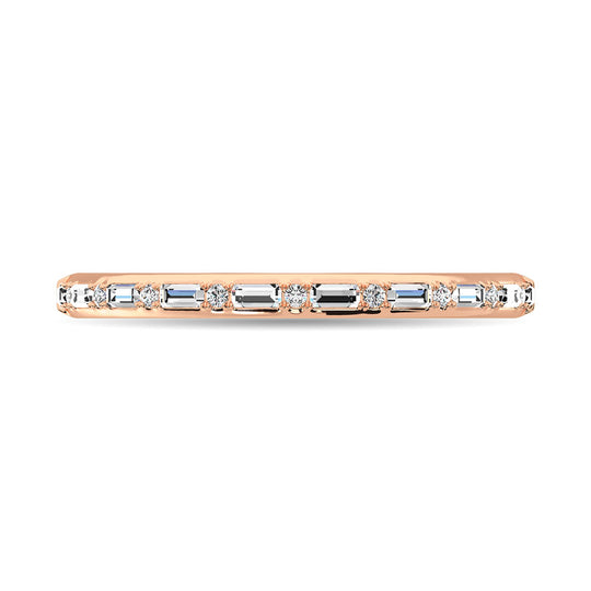 1/10 Ct. Tw. Round and Baguette Diamond Stackable Ring in 14k Rose Gold