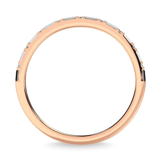 1/10 Ct. Tw. Round and Baguette Diamond Stackable Ring in 14k Rose Gold