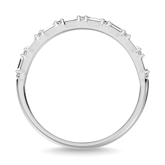 Diamante 1/3 Ct.Tw. Banda de moda de talla redonda y baguette en oro blanco de 10 k