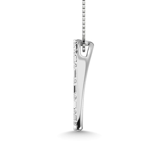 1/5 Ct. Tw. Round and Baguette Cut Open Circle Pendant in 10k White Gold