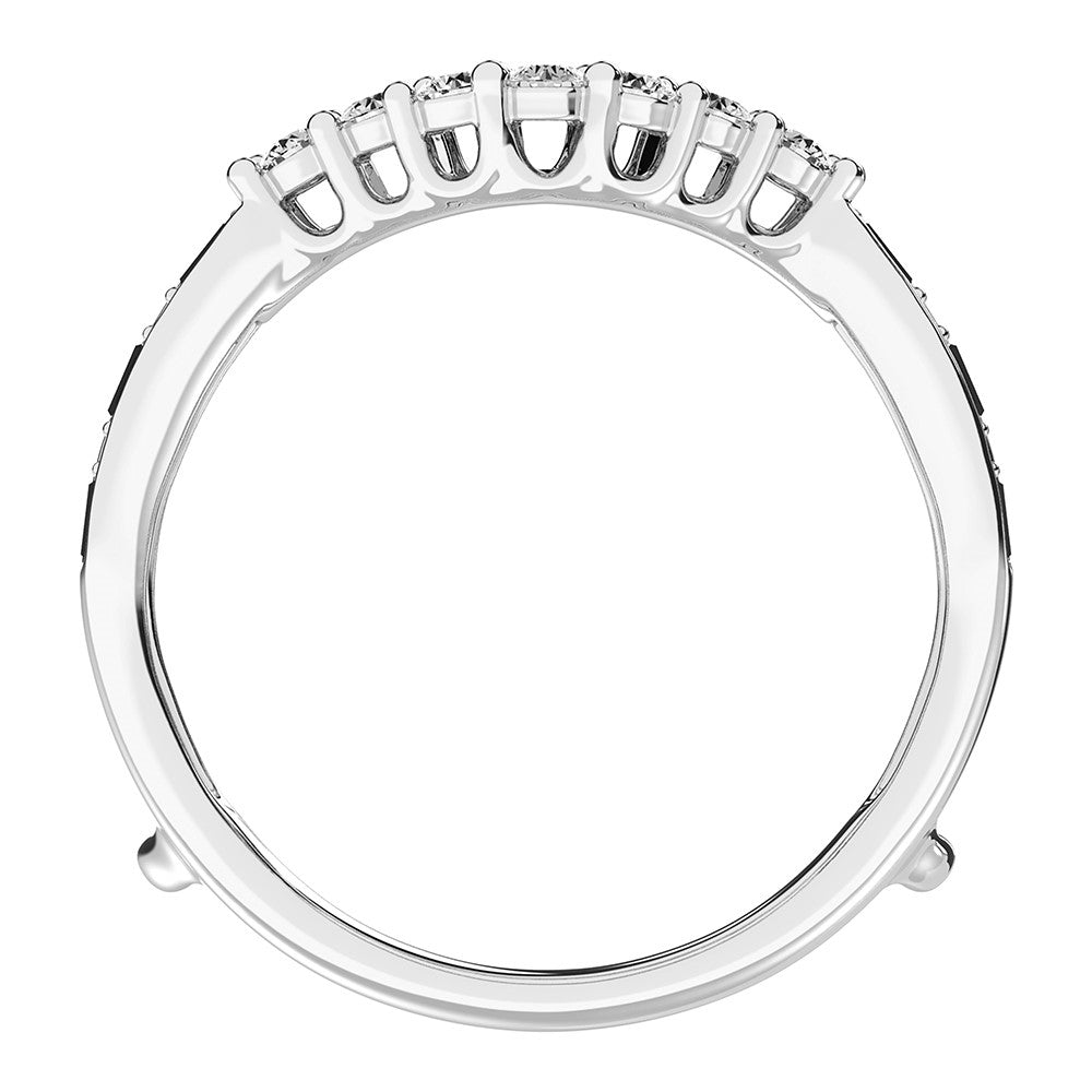 14K white gold 1/2 ct. round and baguette diamond guard ring