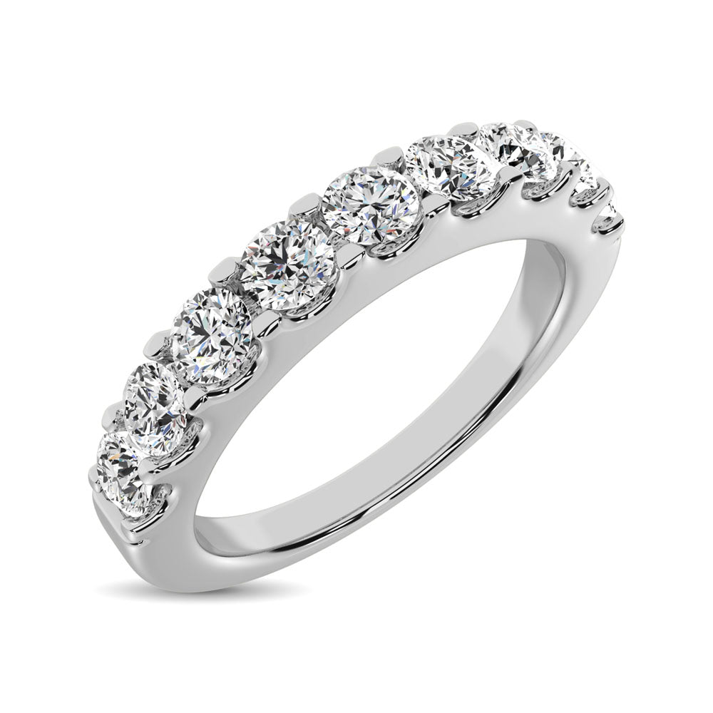 14K White Gold 1/4 ct. Diamond 9 Stone Anniversary Band