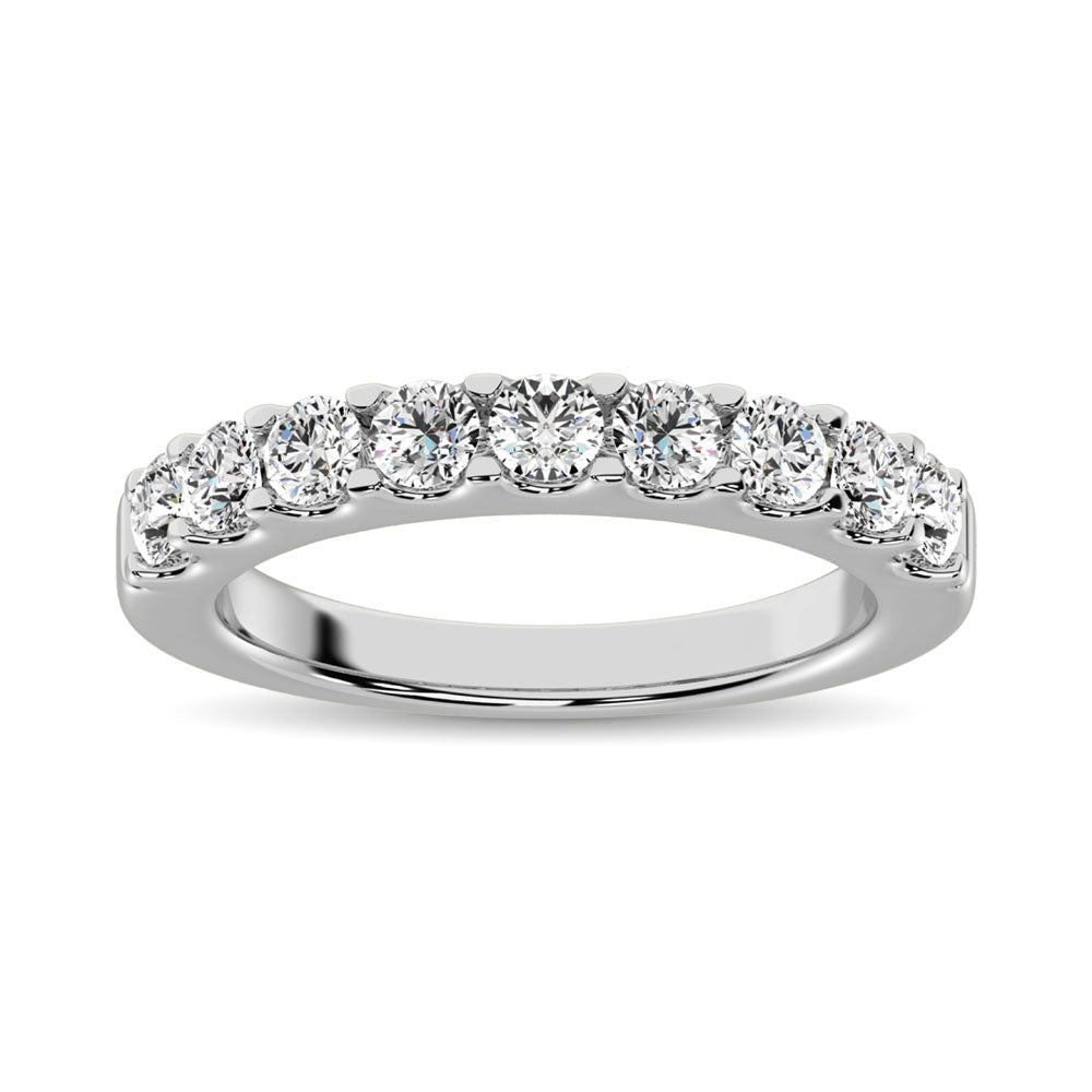 14K White Gold 1/4 ct. Diamond 9 Stone Anniversary Band