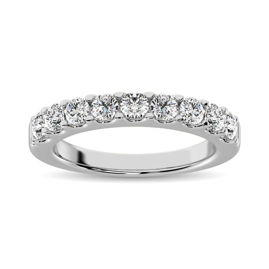14K White Gold 1/4 ct. Diamond 9 Stone Anniversary Band