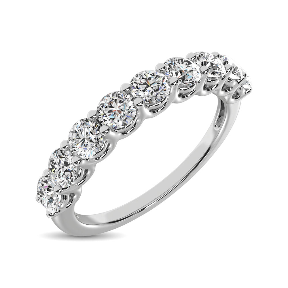 14K White Gold 1 ct. Diamond 9 Stone Anniversary Band
