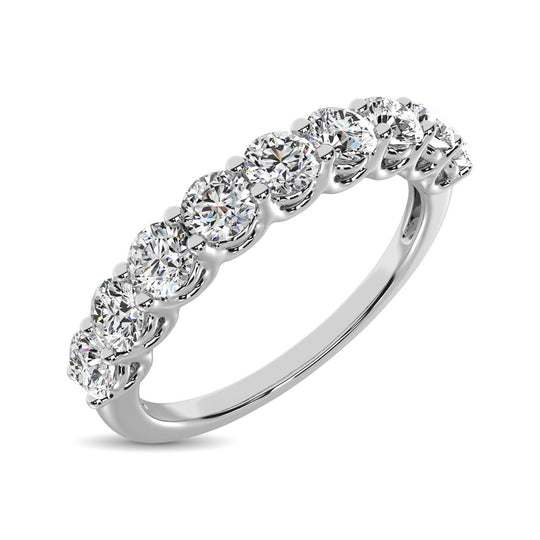 14K White Gold 1 ct. Diamond 9 Stone Anniversary Band