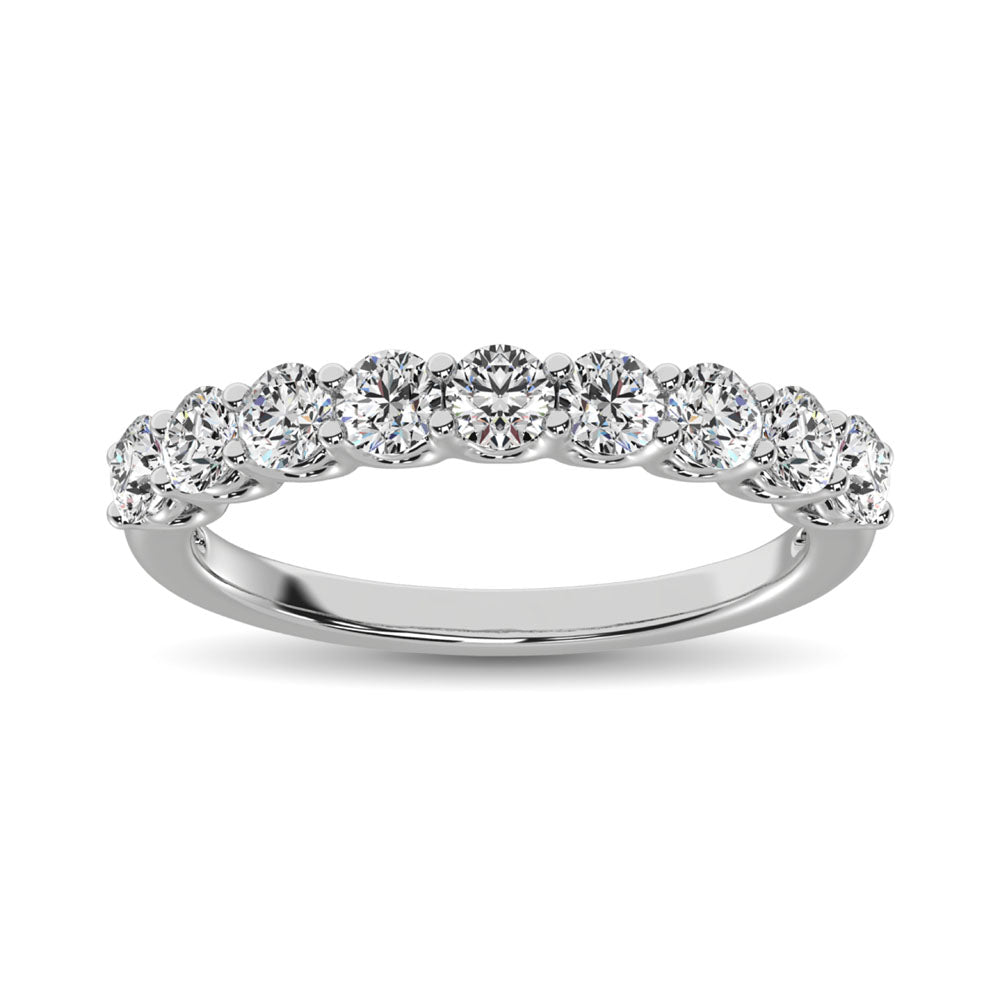 14K White Gold 1 ct. Diamond 9 Stone Anniversary Band