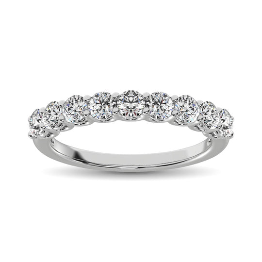 14K White Gold 1 ct. Diamond 9 Stone Anniversary Band