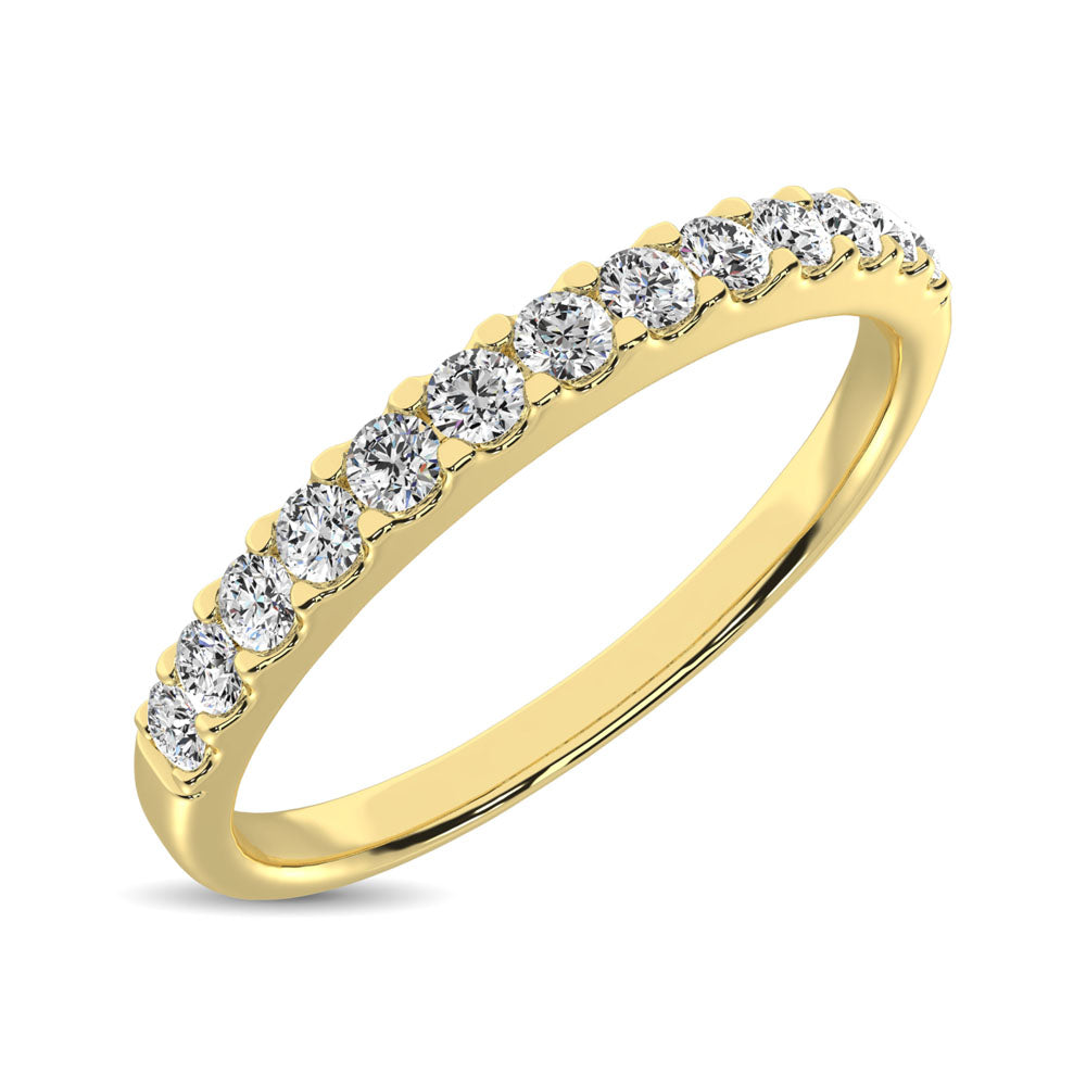Diamante de oro amarillo de 14 quilates de 1/4 qt. total Banda del 9 aniversario de piedra