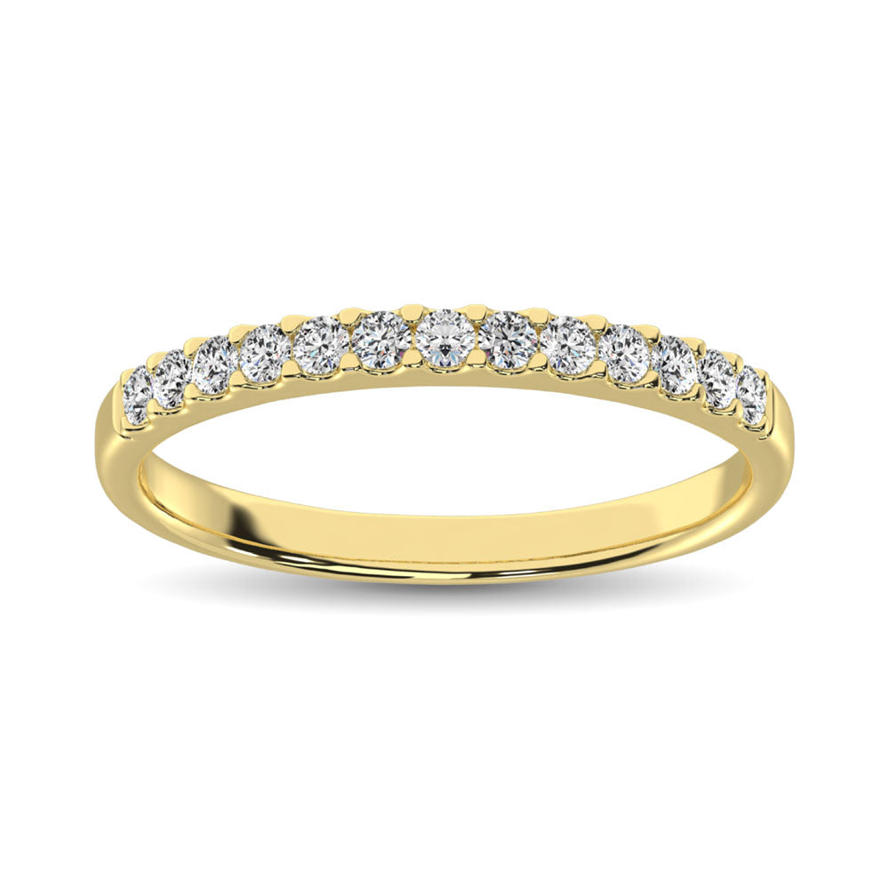 Diamante de oro amarillo de 14 quilates de 1/4 qt. total Banda del 9 aniversario de piedra