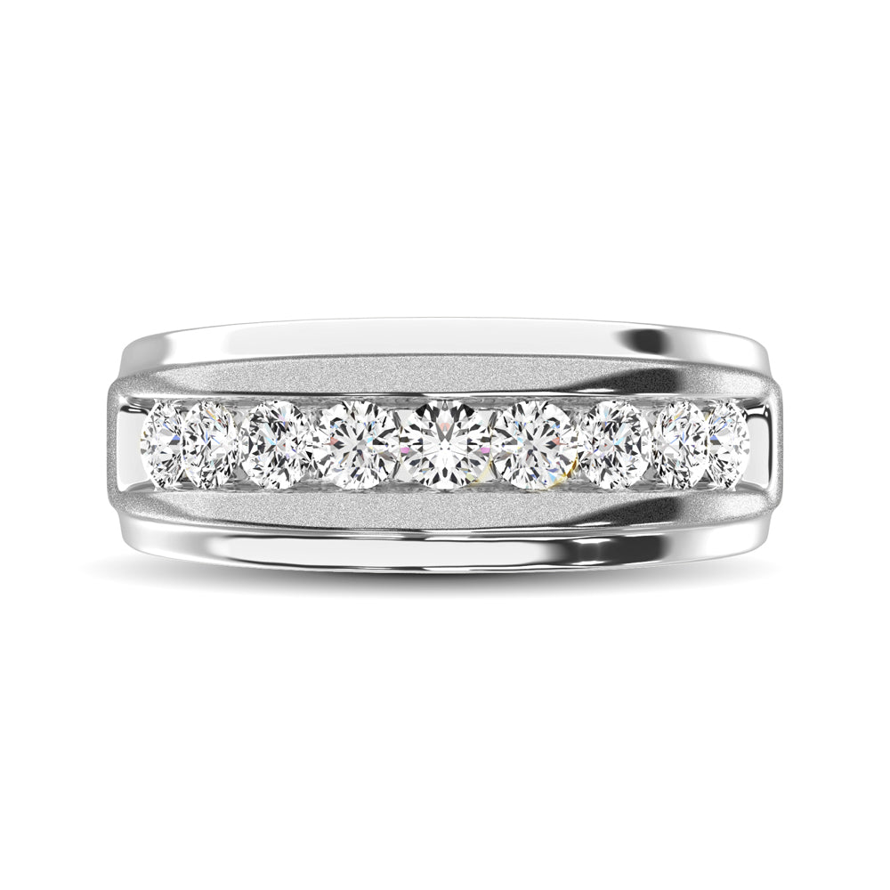 10K white gold 1/2 ct.tw. Men's band with satin diamond finish.