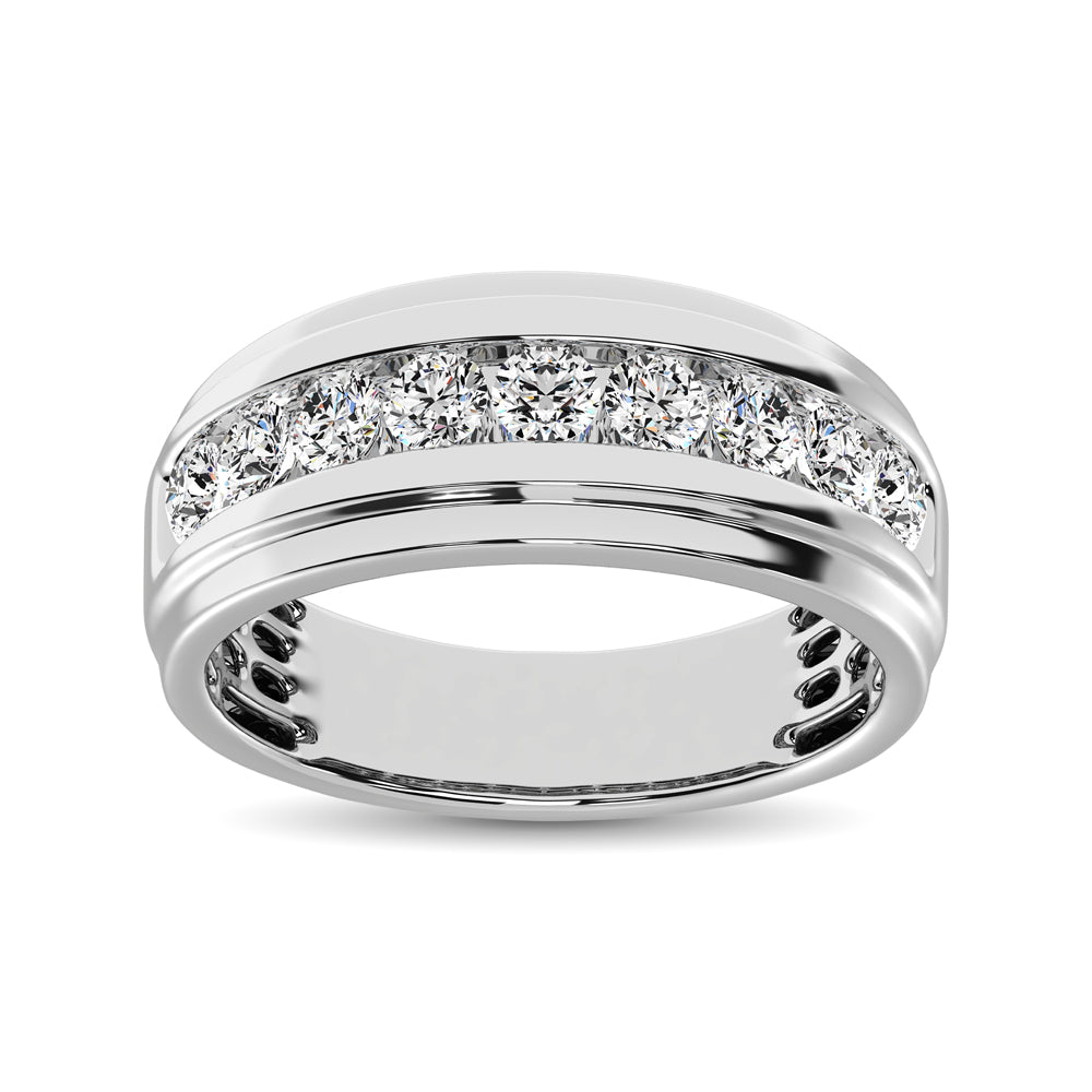 10K white gold 1/2 ct.tw. Men's band with satin diamond finish.