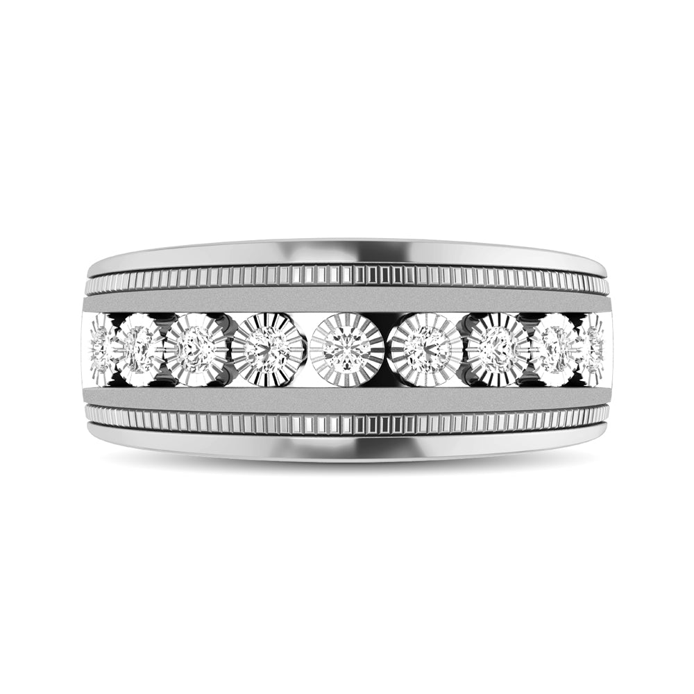 10K White Gold 1/2 ct. Tw. Diamond Illusion 9-Stone Men's Band