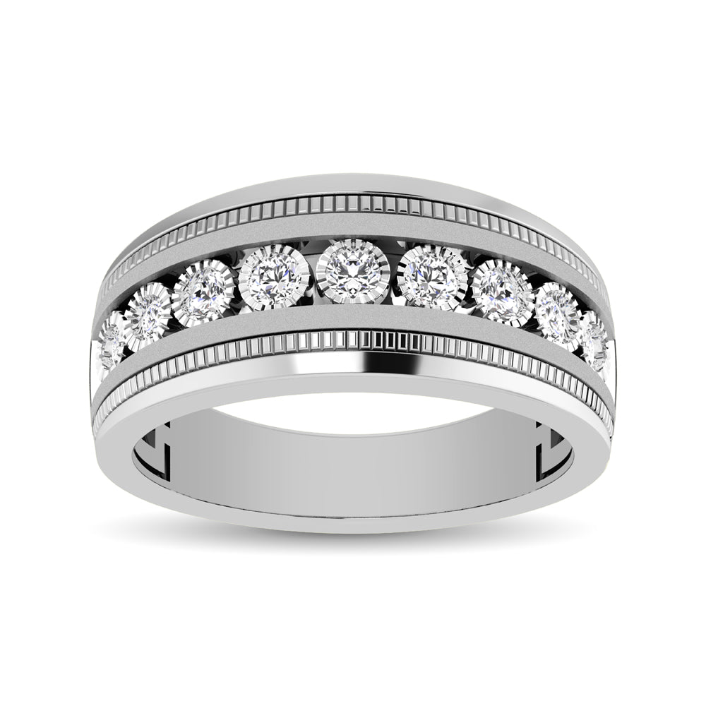 10K White Gold 1/2 ct. Tw. Diamond Illusion 9-Stone Men's Band