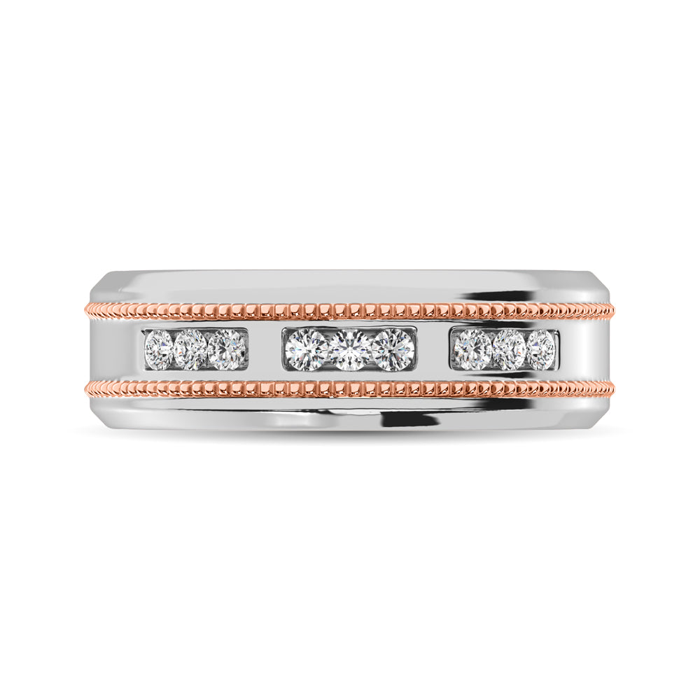 10K White Gold 1/4 ct. Tw. Men's Band with Diamond Milgrain Finish