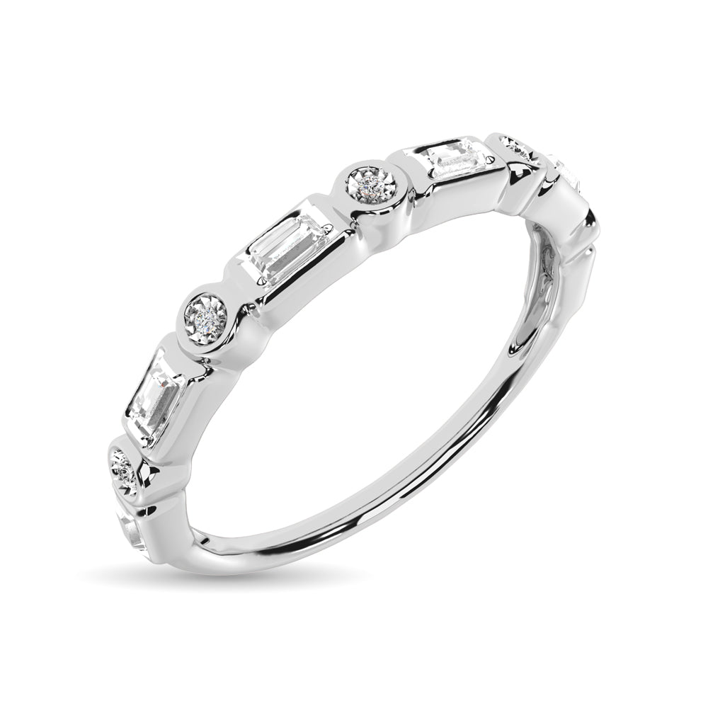 Diamante 1/20 Ct.Tw. Banda apilada en oro blanco de 14 k