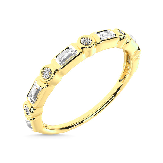 Diamante 1/8 Ct.Tw. Alianza redonda y baguette en oro amarillo de 14 k