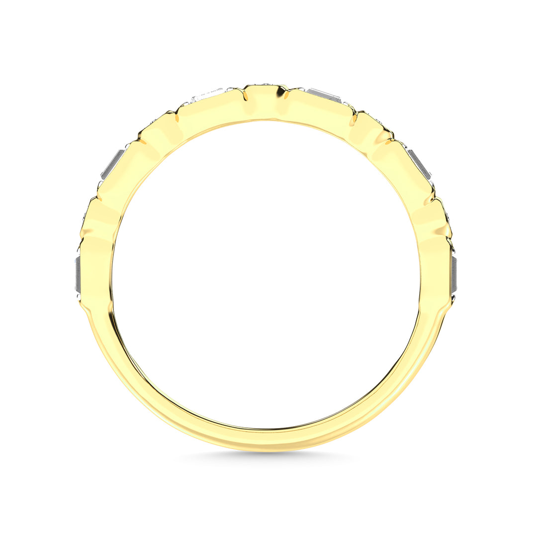 Diamante 1/8 Ct.Tw. Alianza redonda y baguette en oro amarillo de 14 k