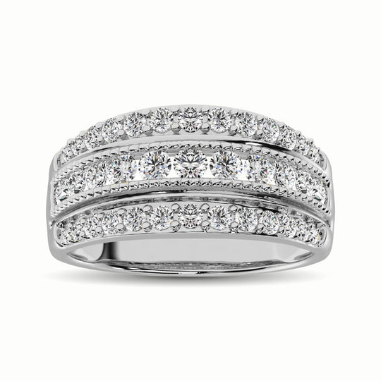 Oro blanco de 14 quilates de 1 qt. total Anillo de moda de diamantes