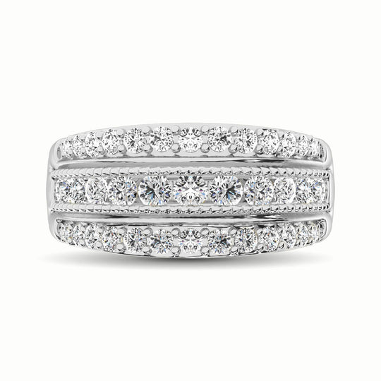 Oro blanco de 14 quilates de 1 qt. total Anillo de moda de diamantes