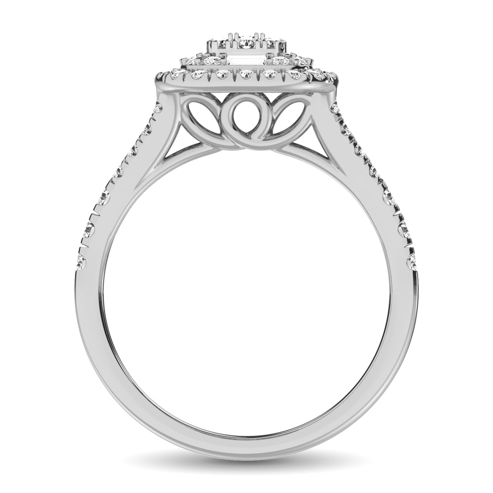 Diamante de 1 qt.Tw. Anillo de moda en oro blanco de 14 quilates