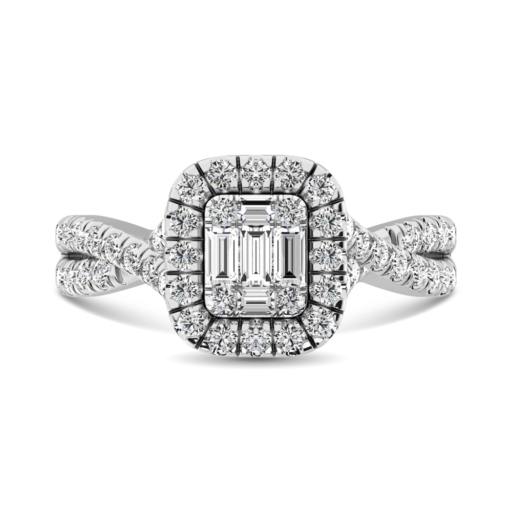 Diamante 7/8 Ct.Tw. Anillo de compromiso en oro blanco de 14 k