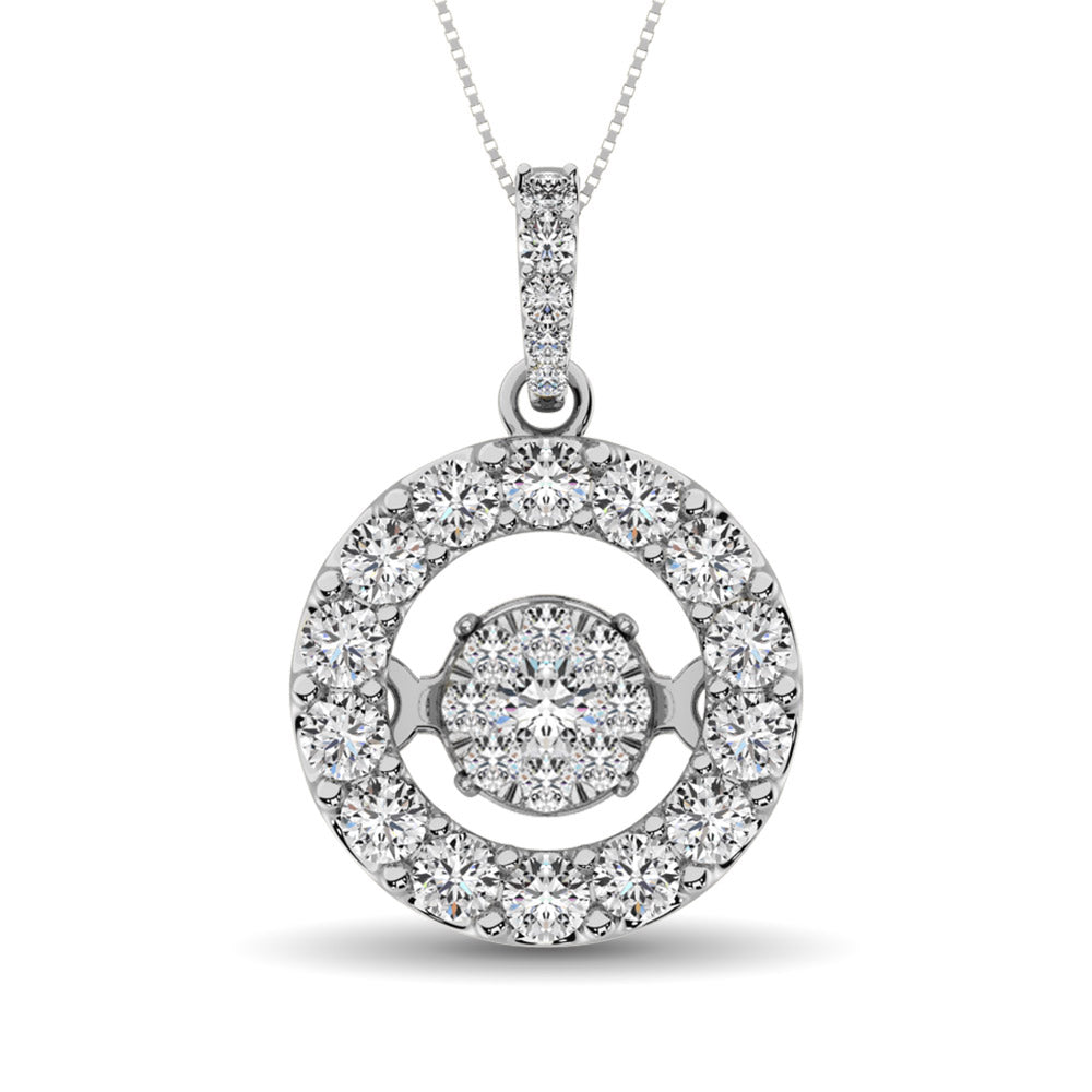 Colgante de diamantes en movimiento de 5/8 qt total en oro blanco de 14 k