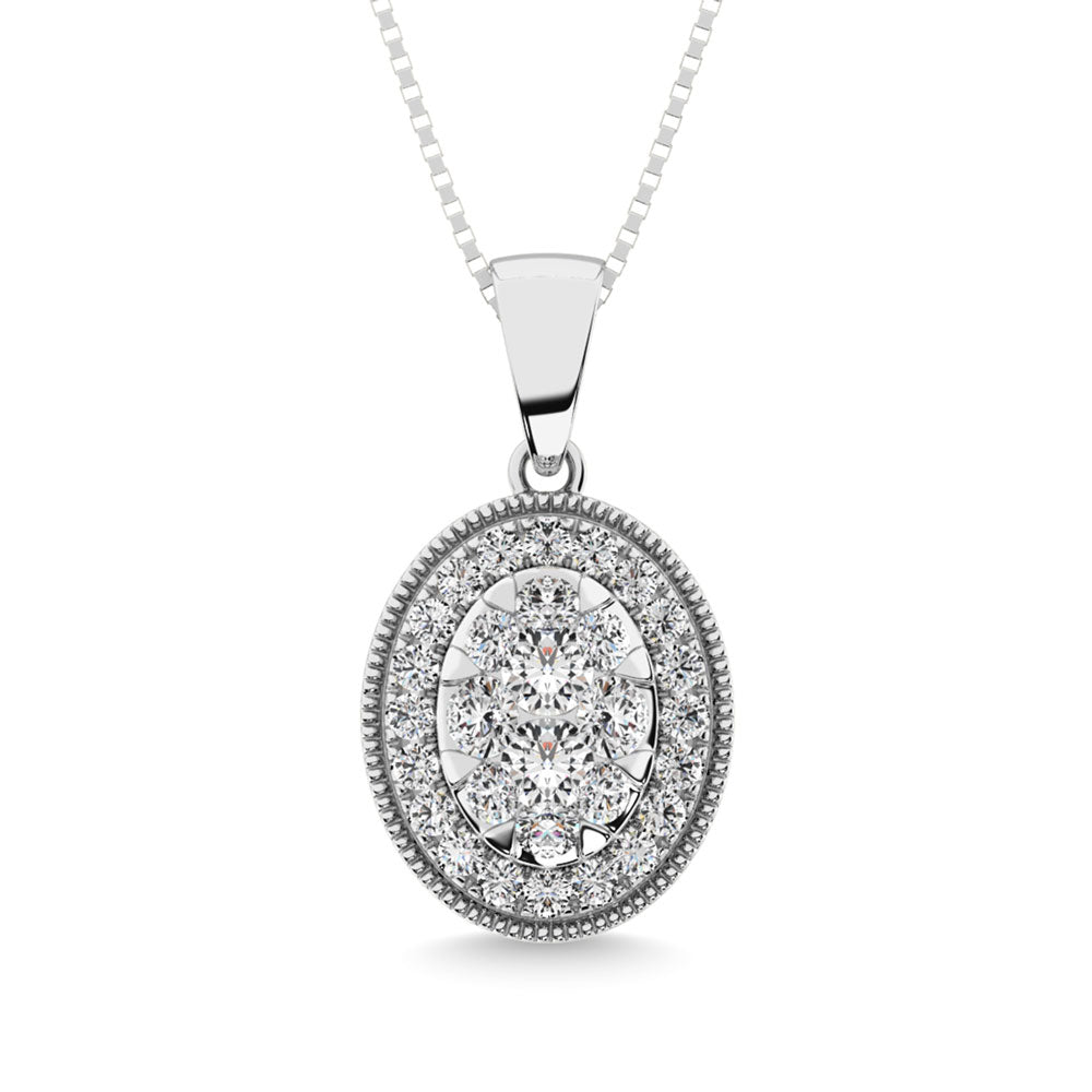 Diamante 1/2.Tw. Colgante en forma de racimo redondo en oro blanco de 14 k