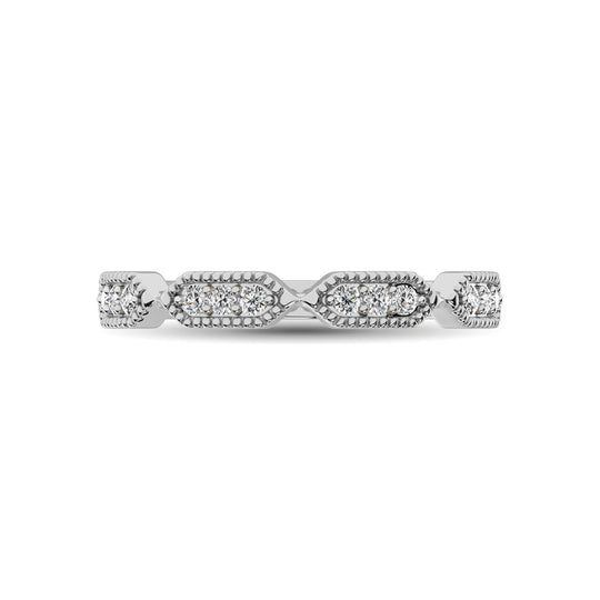 Banda Estilo Cuentas Engastada con Diamante de 1/6 qt en Oro Blanco de 14k