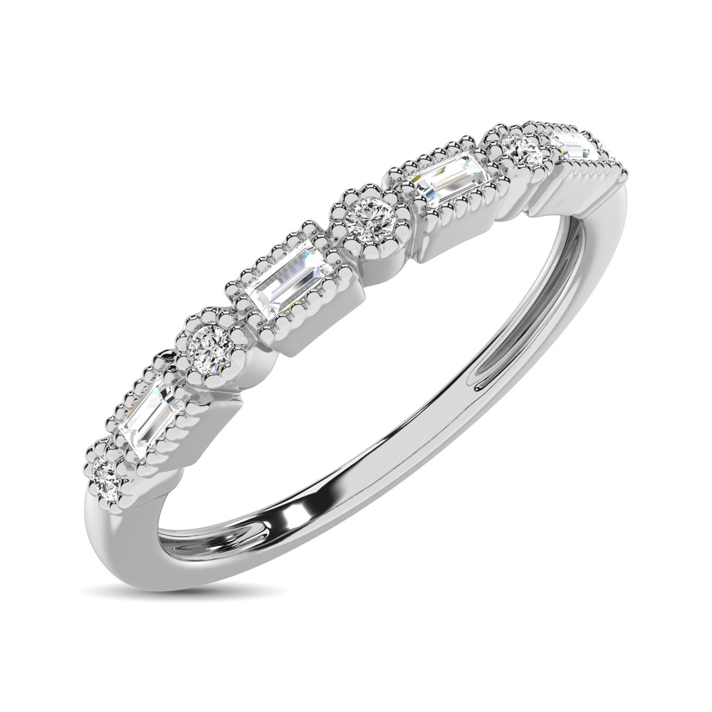 Alianza de Bodas con Diamantes de 1/10 qt de Oro Blanco de 10k