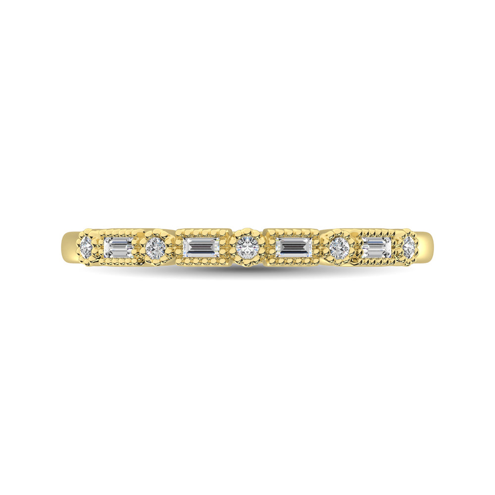 Alianza de Bodas con Diamantes de 1/10 qt en Oro Amarillo de 10k