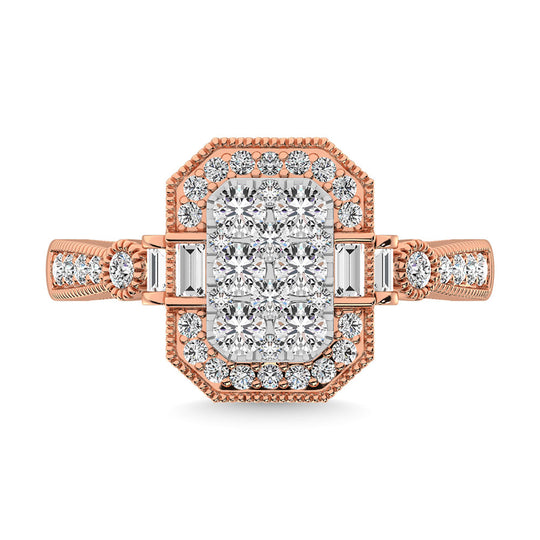 Diamante 7/8. Ct.Tw. Anillo de compromiso en oro de dos tonos de 14 quilates