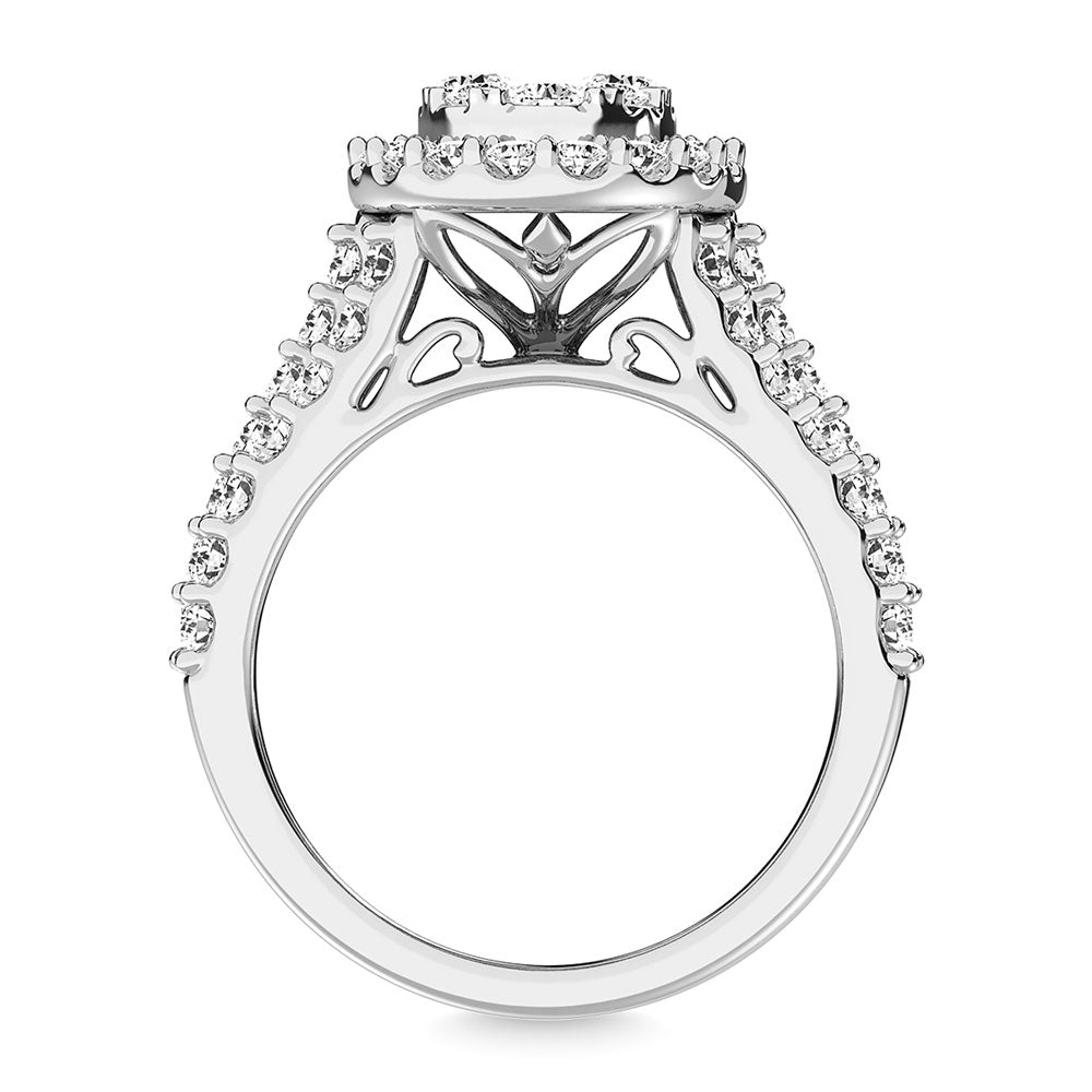 Diamante de 2 qt.Tw. Anillo de compromiso de forma redonda en oro blanco de 14 k