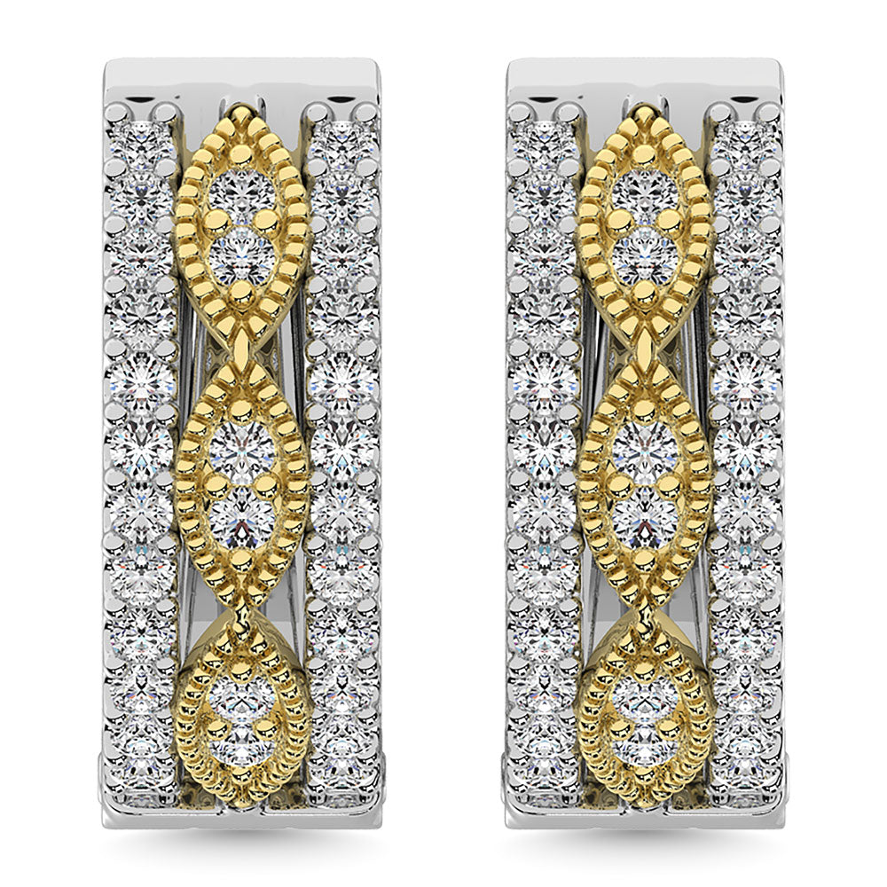 Diamante 3/8 Ct.Tw. Aretes de aro en oro de dos tonos de 14 k