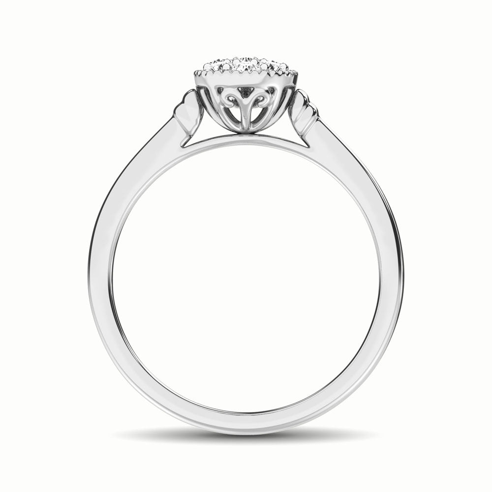 Oro blanco de 10 quilates de 1/5 quilates total. Anillo de moda de diamantes