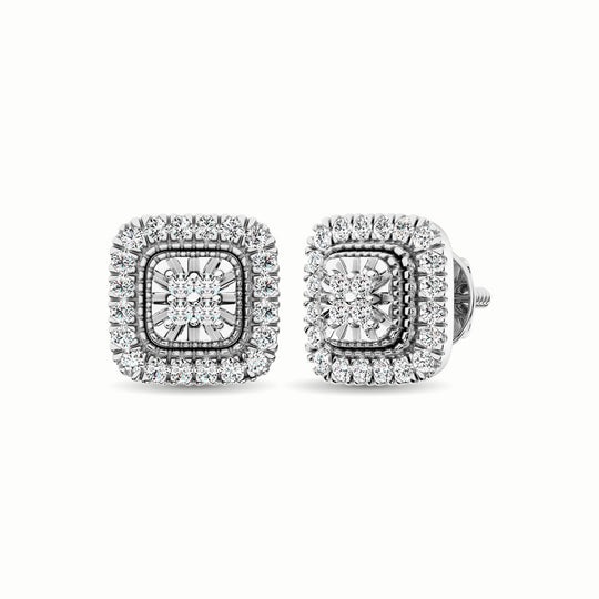 Oro blanco de 10 quilates de 1/3 quilates total. Aretes de diamantes