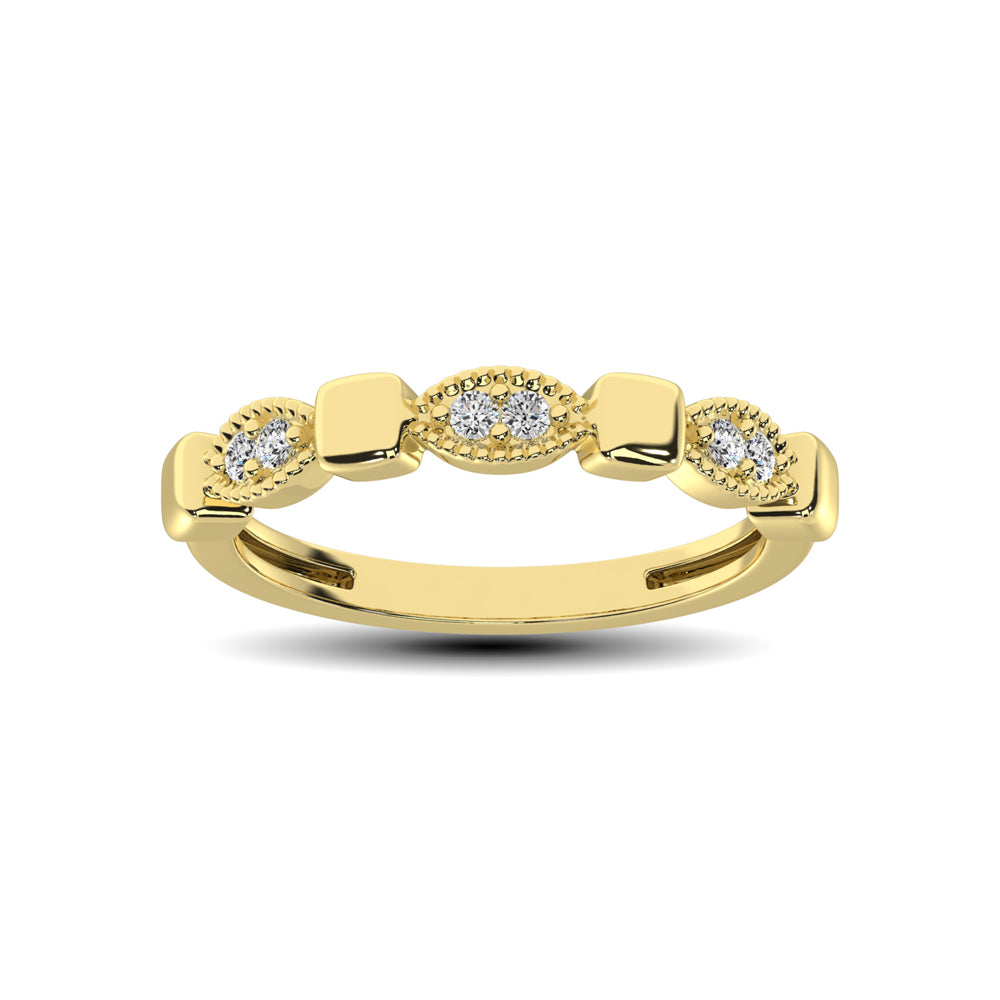 Oro amarillo de 14 quilates de 1/10 quilates total. Banda apilable de diamantes