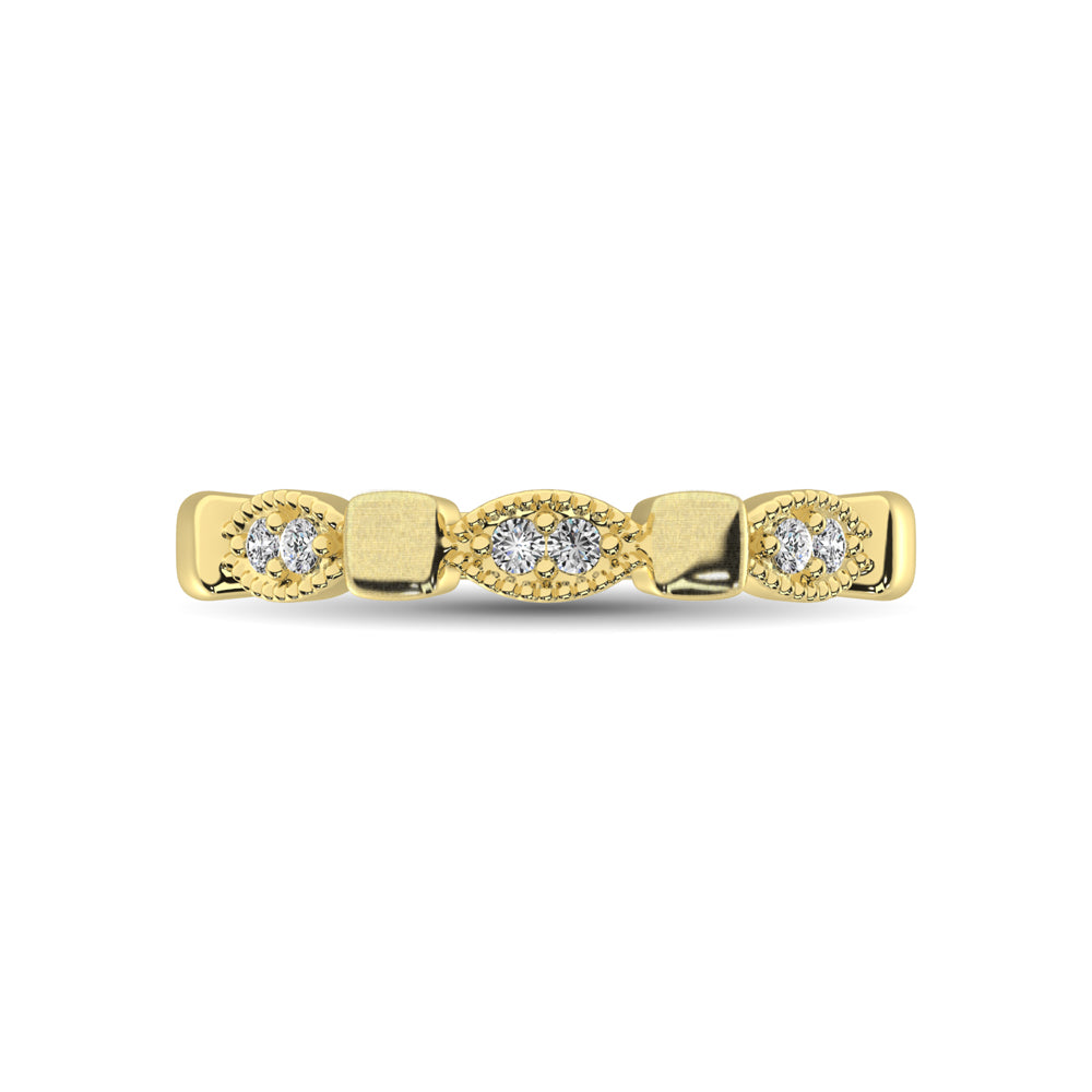 Oro amarillo de 14 quilates de 1/10 quilates total. Banda apilable de diamantes