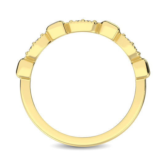 Oro amarillo de 14 quilates de 1/10 quilates total. Banda apilable de diamantes