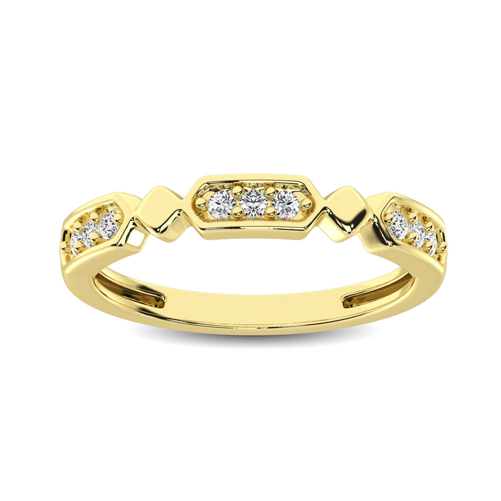 Oro amarillo de 14 quilates de 1/6 quilates total. Banda apilable de diamantes